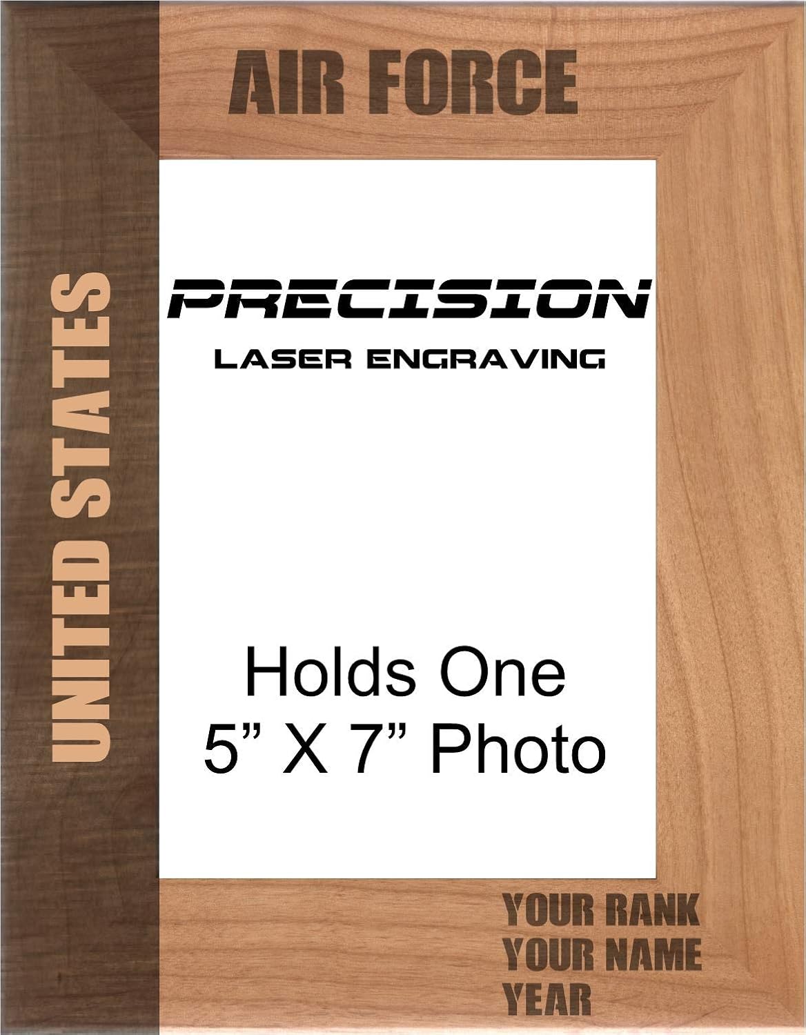 Personalized United States Air Force Engraved Natural Wood Picture Frame Custom Text Veterans Day