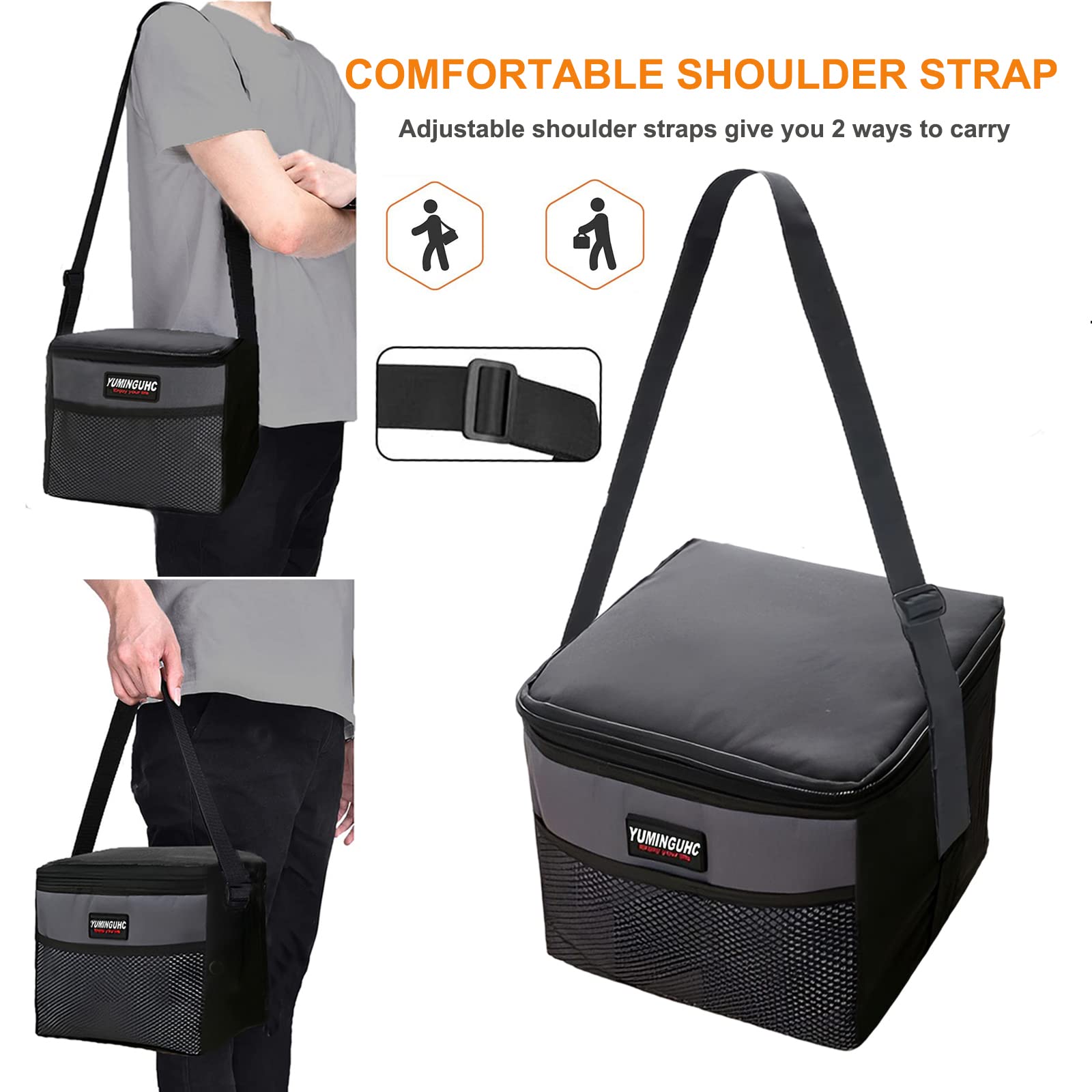 Lonchera térmica reutilizable de 5 L para hombres y mujeres, bolsa térmica para adultos, niños, trabajo, escuela, picnic (gris)