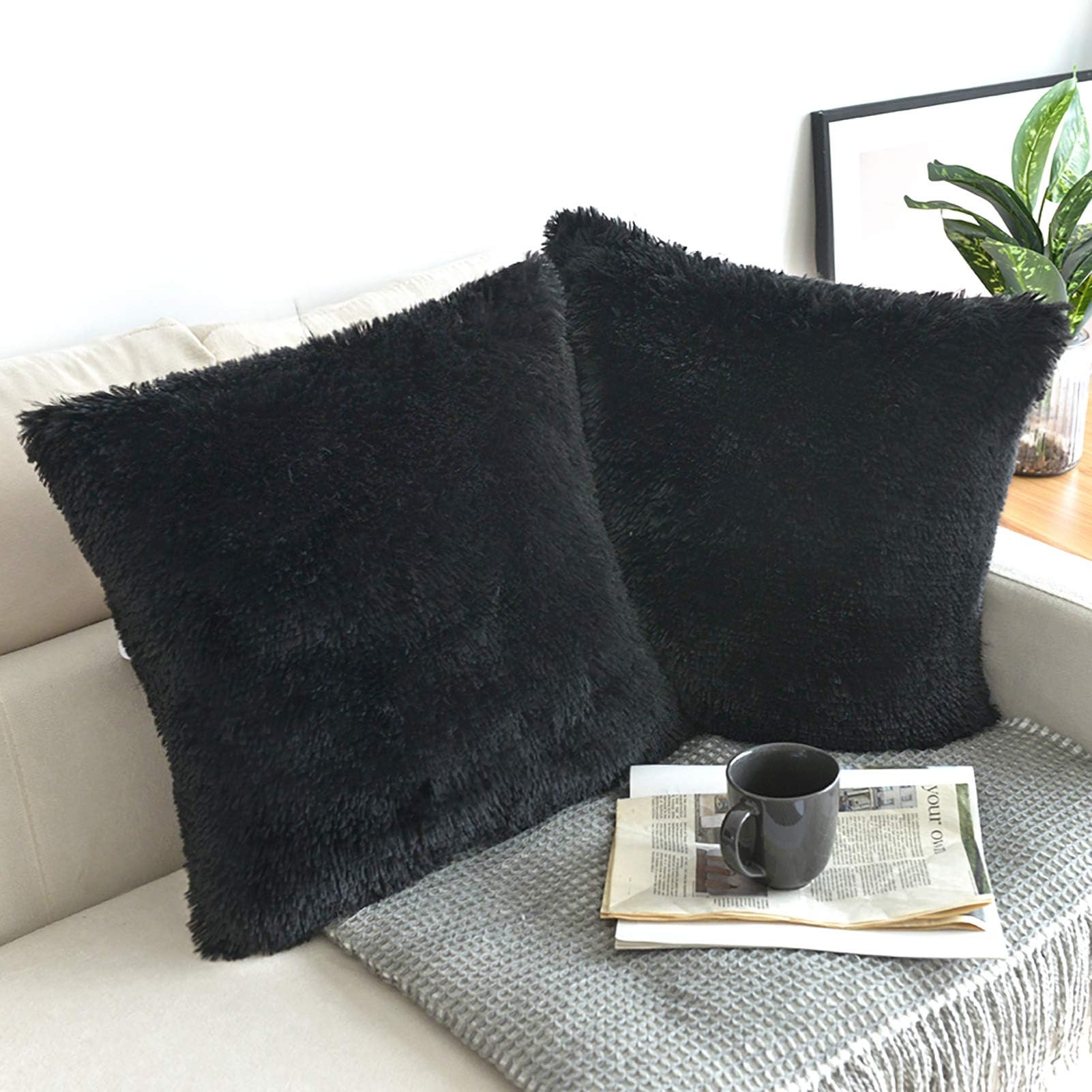 Faux Fur Throw Pillow Covers for Couch Decorative Pillows 20x20 Inches