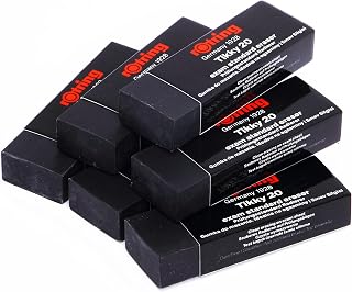 rOtring Tikky Exam Standard Premium Large Pencil Erasers - Clean Dust Free Erasing - Pack of 6 Rubbers