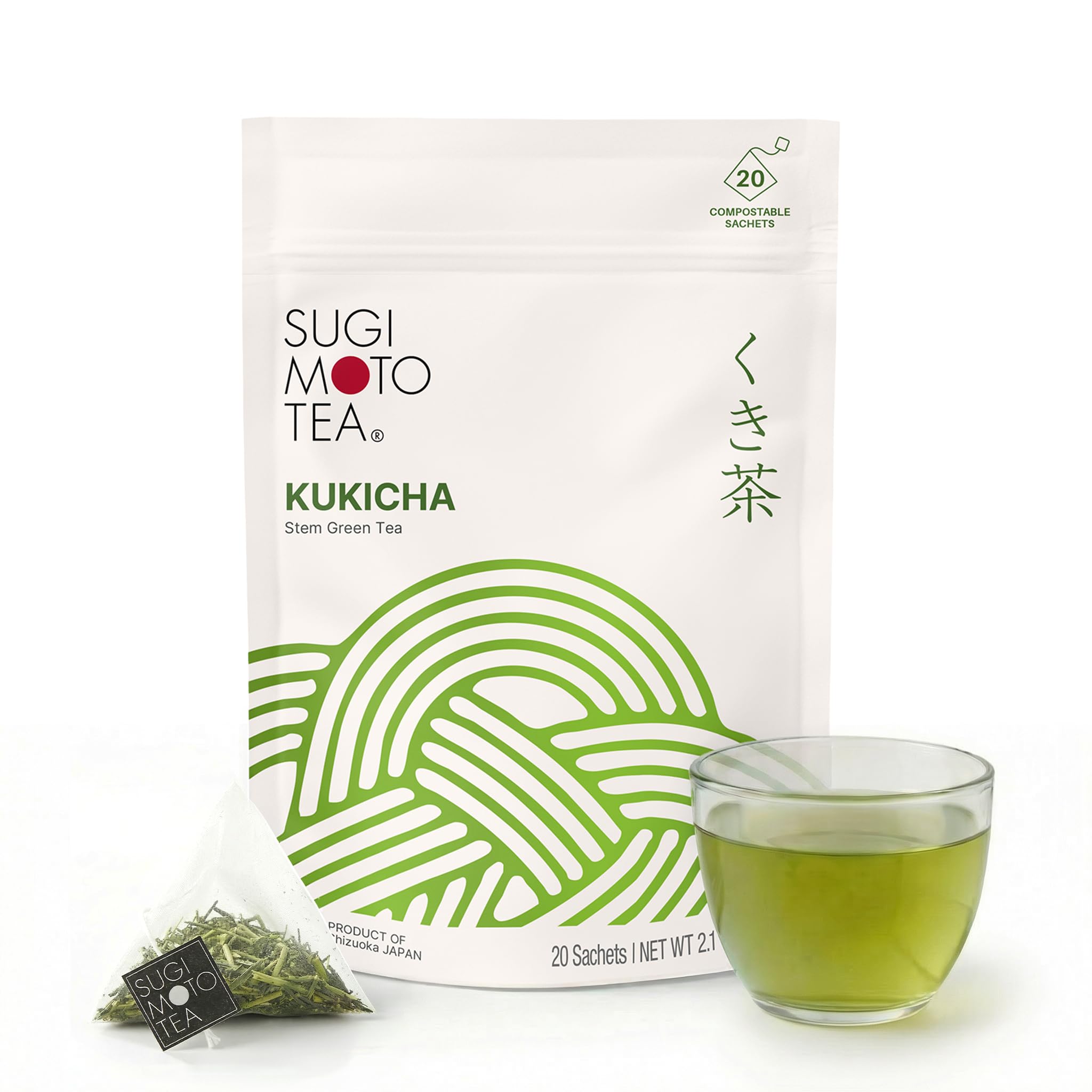 Amazon.com: SUGIMOTO TEA Japanese Kukicha Stem Green Tea Bags 20