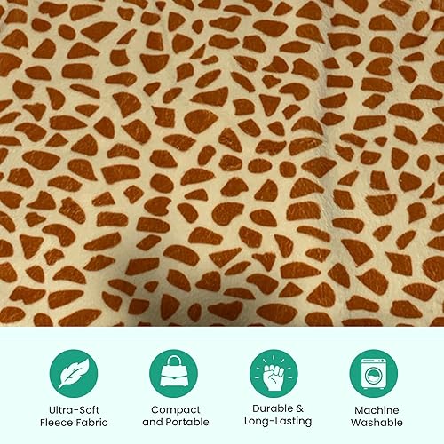 Miniatura 6 de Manta, naranja, forro polar, con peluche - Jirafa, estampado animal, lavable a máquina