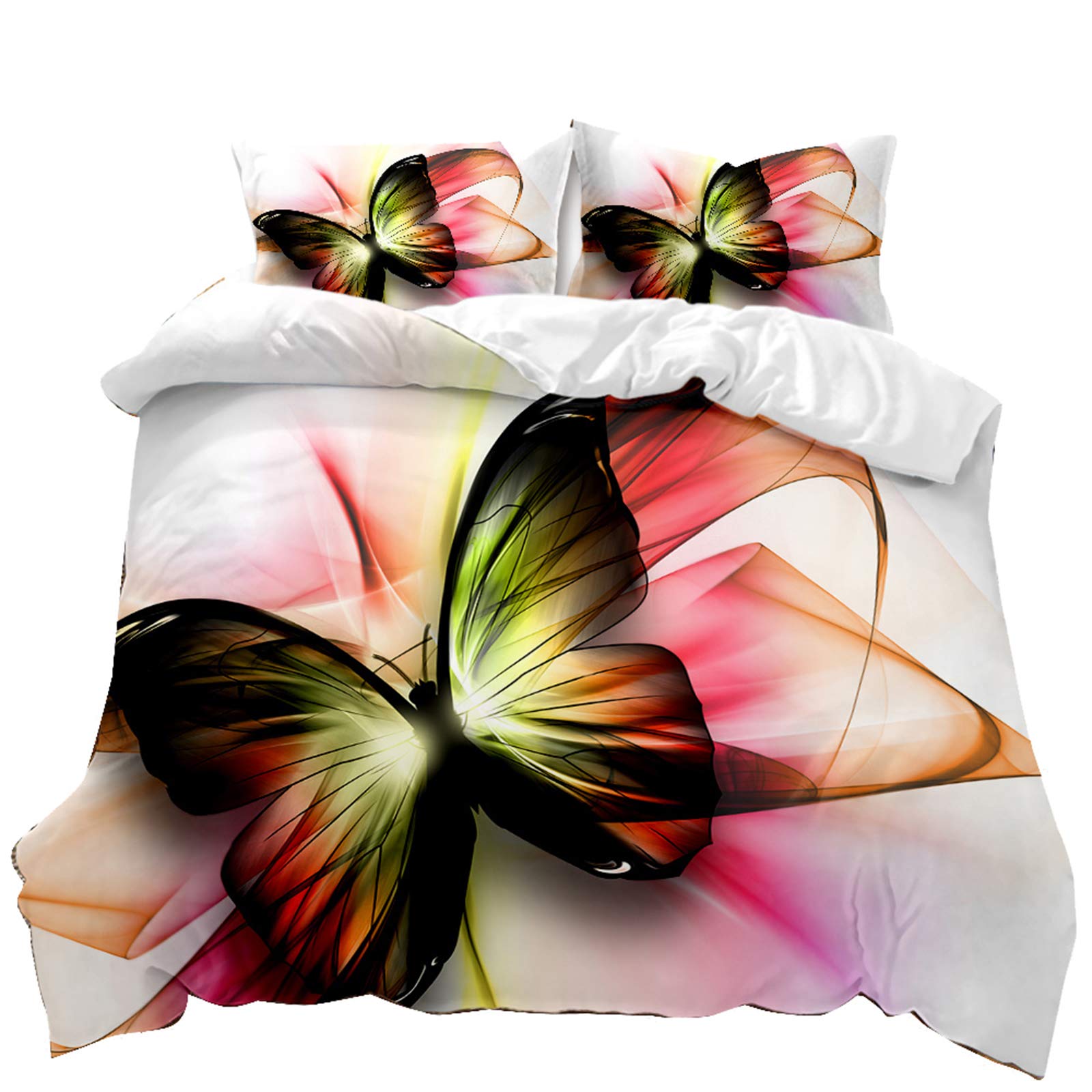 Duvet Cover 3D Butterfly Bedding Set Duvet Cover with Pillowcase Lightweight Microfiber Bedroom Decoration Quilt Cover (Butterfly 3, Double Size 200x200cm)