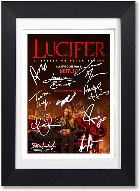 Mounted Gifts Lucifer Cast Signed Autograph A4 Poster Photo Print Netflix TV Show Series Season Framed DVD Boxset Memorabilia Gift (POSTER ONLY)