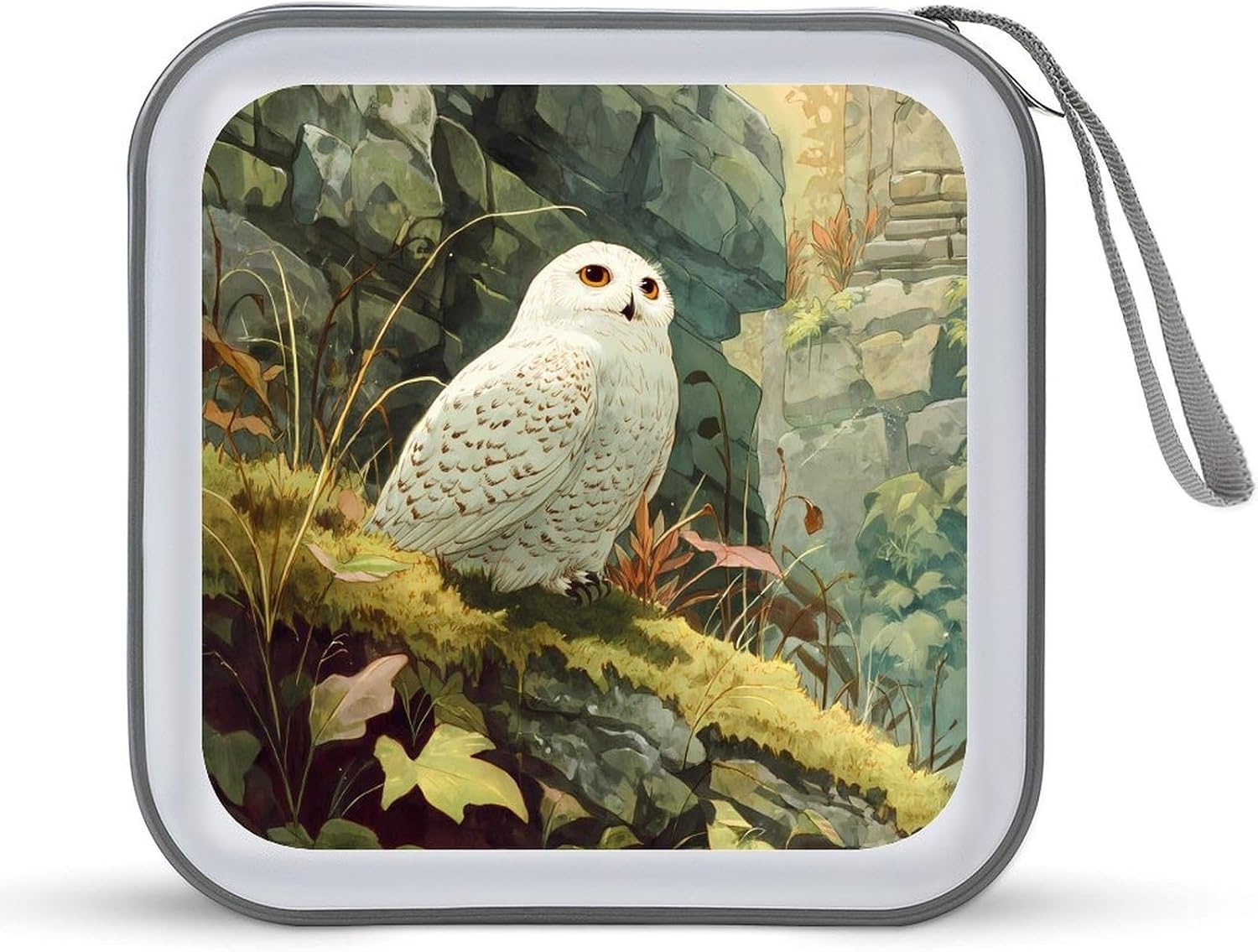 White Owl Animals World CD Case DVD Storage Holder Binder 40 Capacity | protective,hard case,protable loop,travel car use,zippered closure