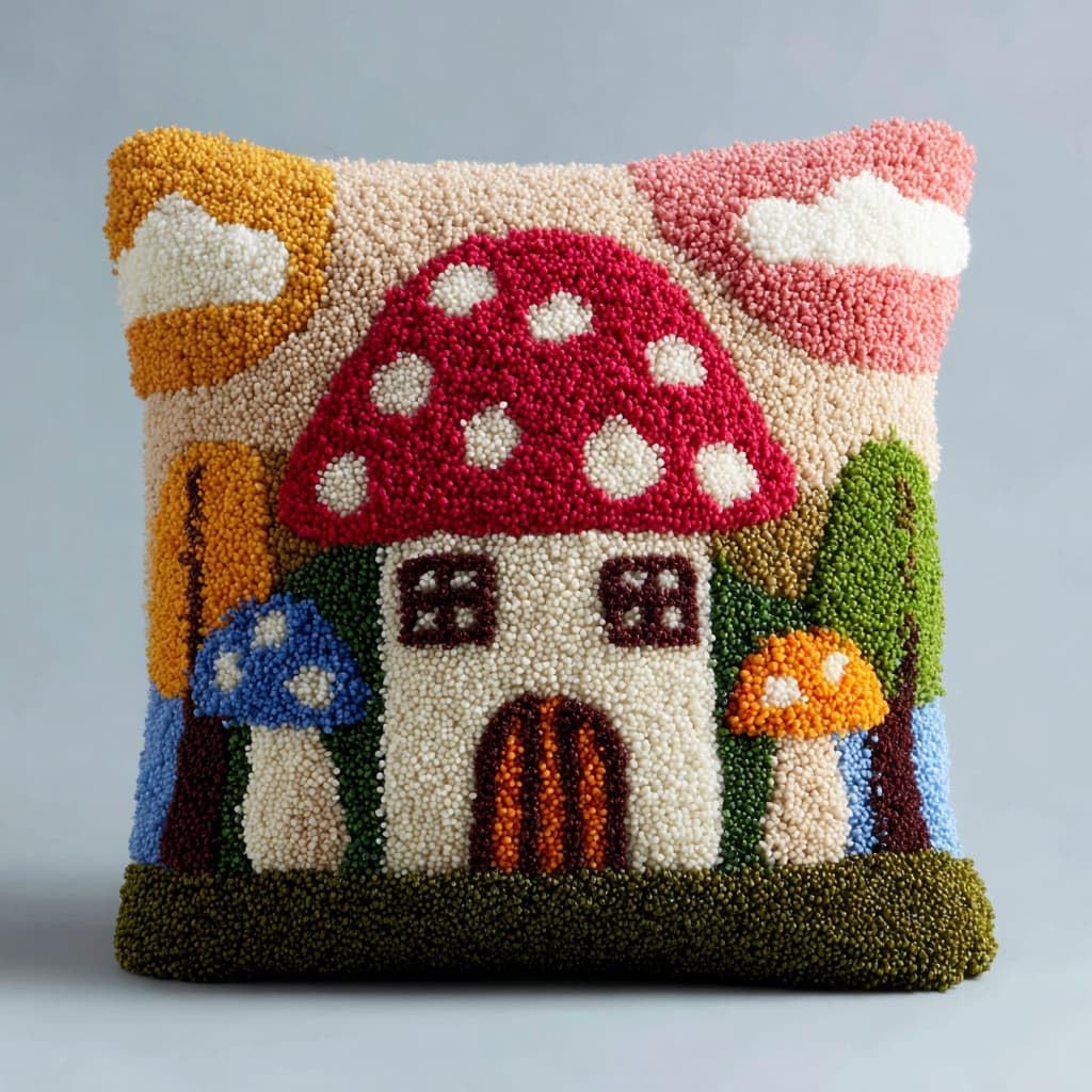 Henypt DIY Latch Hook Cushions Kits Country Cottage