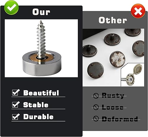 Miniatura 6 de Alise Tapas de tornillos de latón, 12 unidades, tornillos decorativos para espejo, clavos, 0.630 in de diámetro, tornillos de tapicería, cubiertas