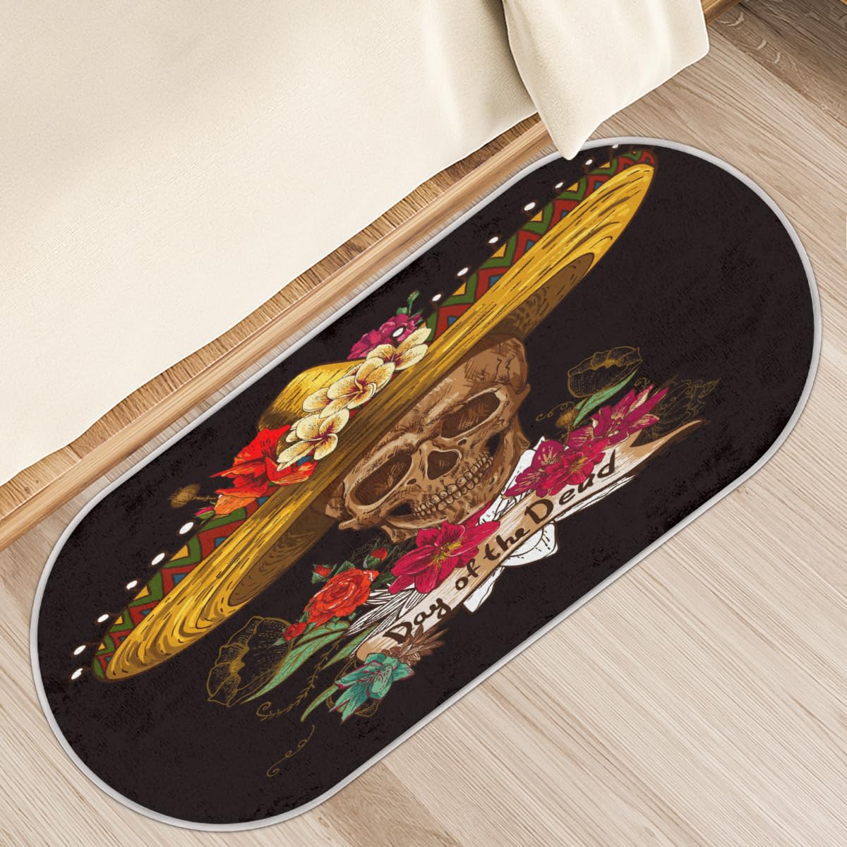 Tapis antidérapant cuisine et salle de bain motif tête de mort ambiance rock maison