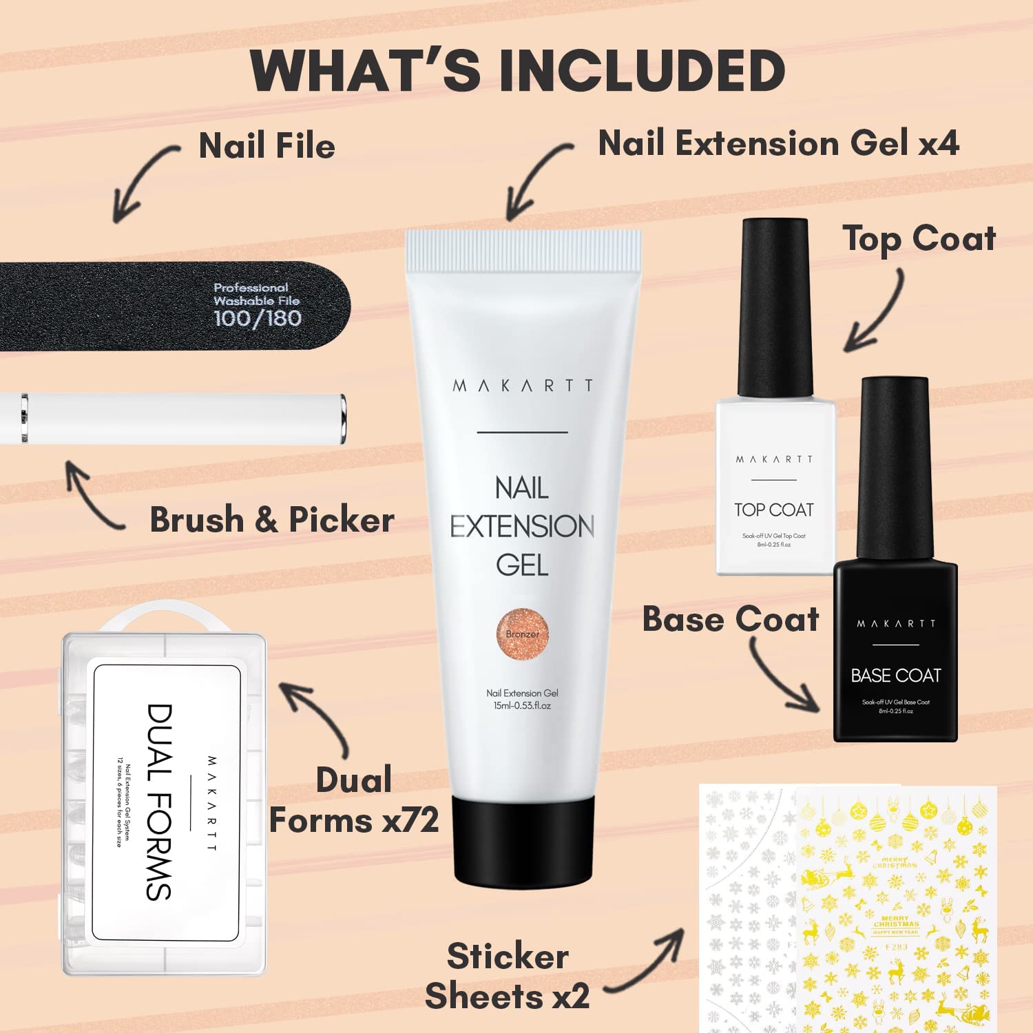 Slip Solution with Nude Snatch’d Poly Nail Gel Kit Bundle, 3 in 1 Formula Nail Cleanser Nail Polish Remover Slip Solution, Gel Extension Nail Kit Glitter Manicure Set Nail Extension Kit