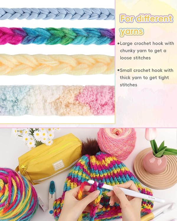 Aeelike Crochet Hooks 8mm, 10mm, 12mm,15mm, 20mm, Ergonomic Crochet Hooks Set with Large Rubber Handle Crocheting Accessories for Chunky Yarn Weaving Blanket DIY Crafts,Ideal Gift by Aeelike - Image 2