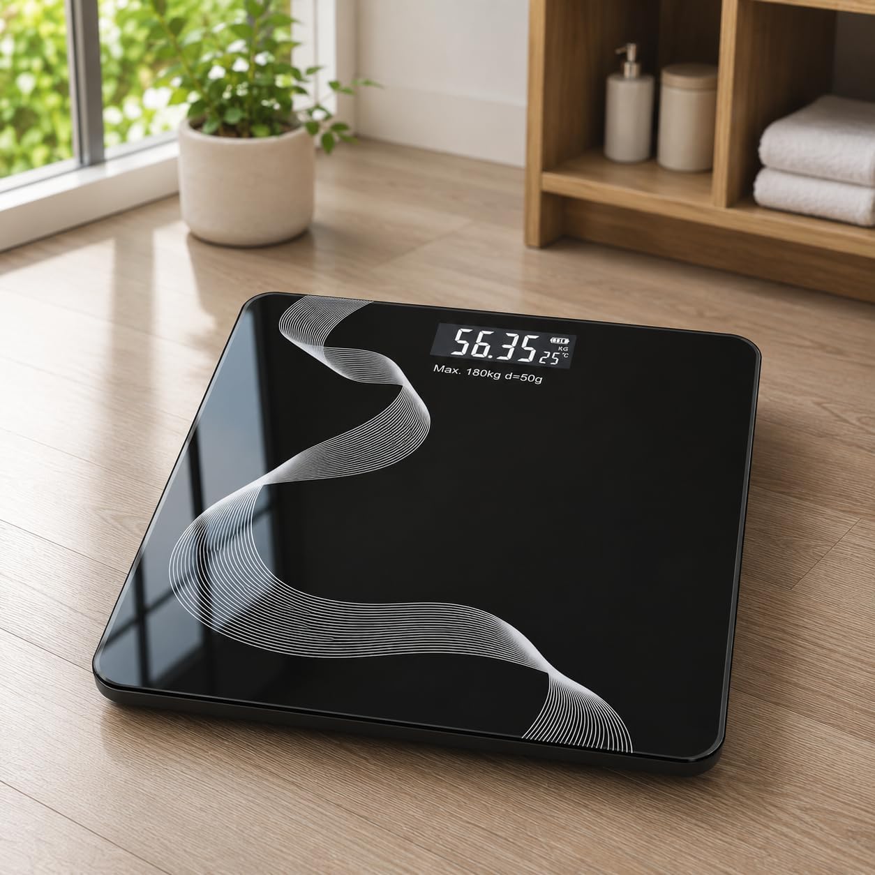 Digital Weighing Scale for Body Weight, Electronic Bathroom Weight Machine with LCD Display, Floral Design Personal Health Scale for Home Use-image-5