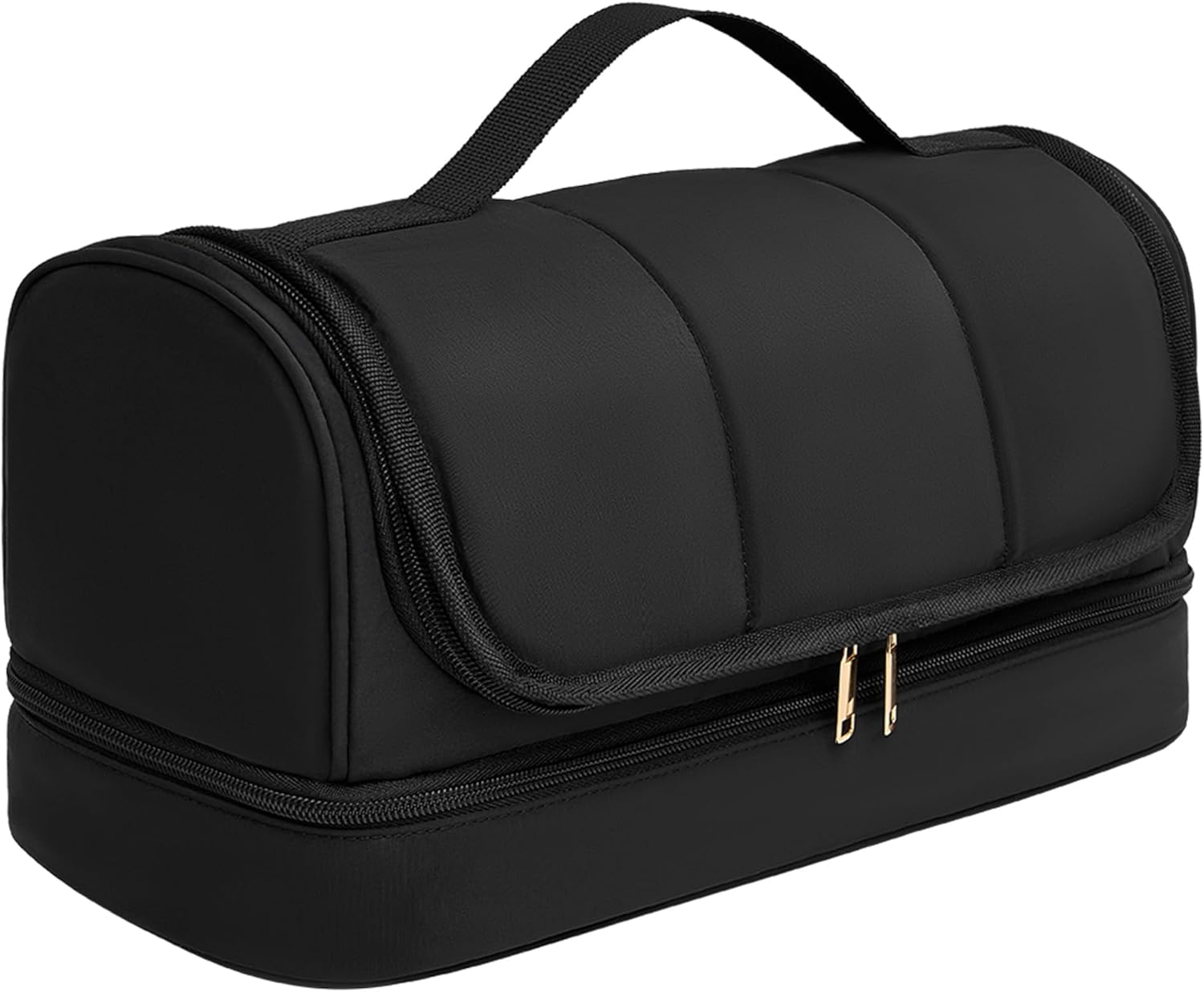 Hanging Hair Tool Organizer for Dyson Airwrap and Shark FlexStyle, Water-Resistant Travel Case with Removable Divider, Storage Bag for Attachments, Black