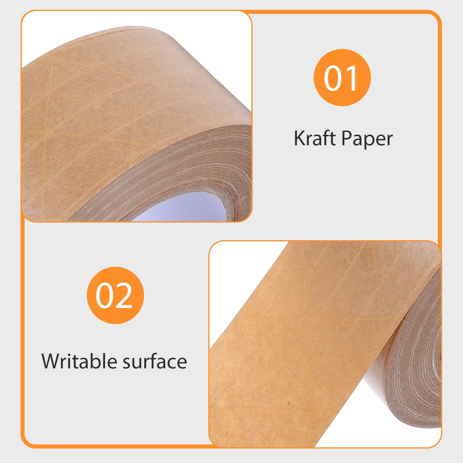 3 Stück Hochleistungs Kraftpapierklebeband mit Hoher Haftung und Manipulationssicher für Verpackung und Logistik in Khaki Wasserfestes Versandkartonklebeband