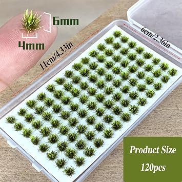 120 Pieces Green Grass Tufts, 1:76 Static Grass Tufts for Model Railway, Diorama, Wargaming Terrain – for OO Gauge, N Gauge & 28mm Wargames