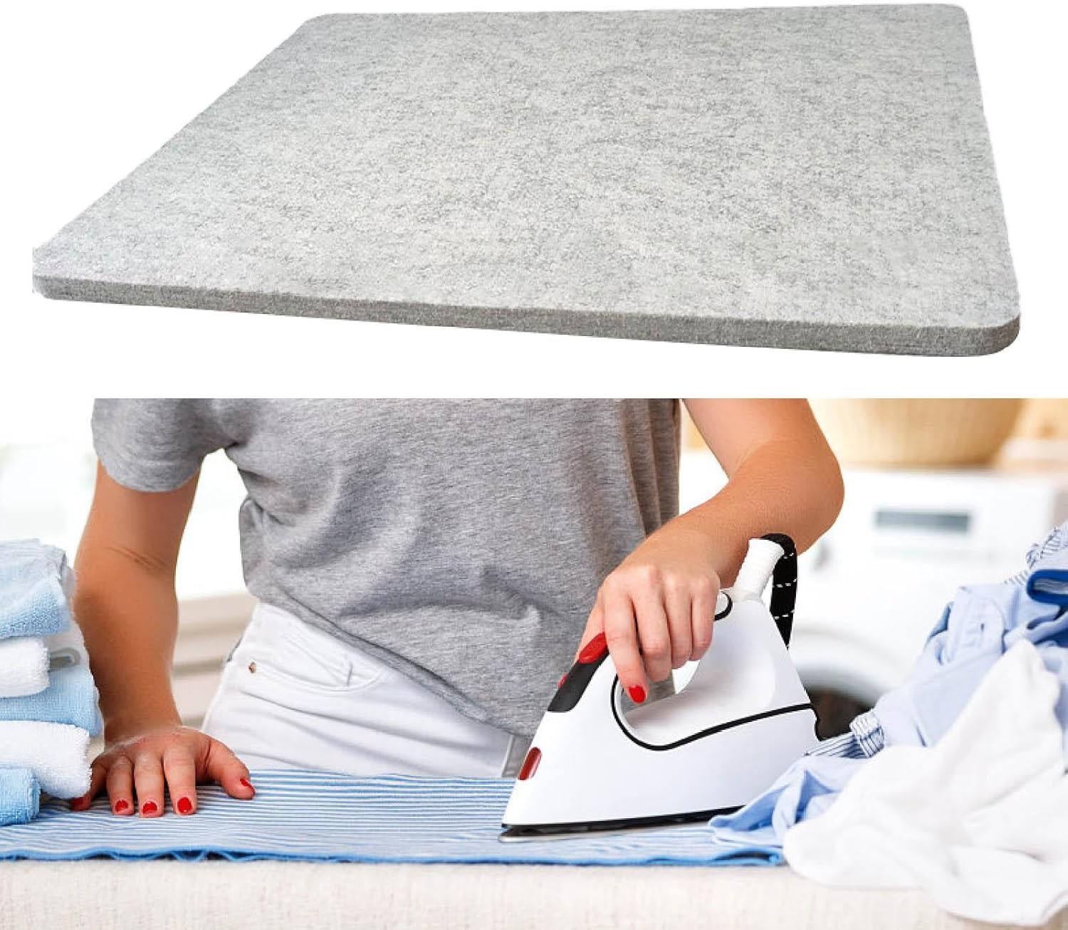 Generic Ironing Mat Felt Iron Board Anti Slip, Heat Resistant Pressing Mat for Quilter, Sewing, Quilting Projects on Countertop, 17x24x0.5in, Gray