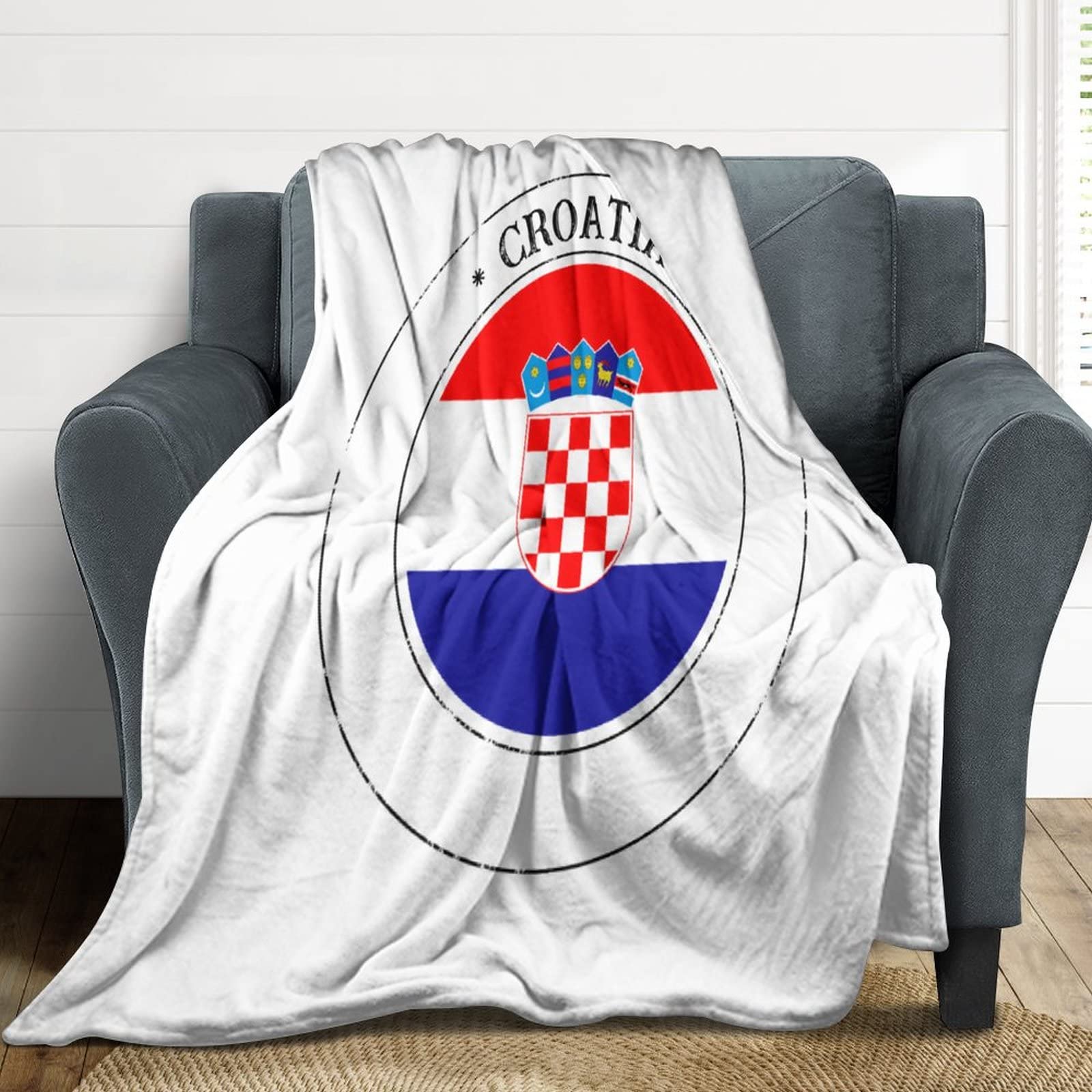 Couverture flanelle Croatie chaude en peluche, cadeau idéal pour voyageur