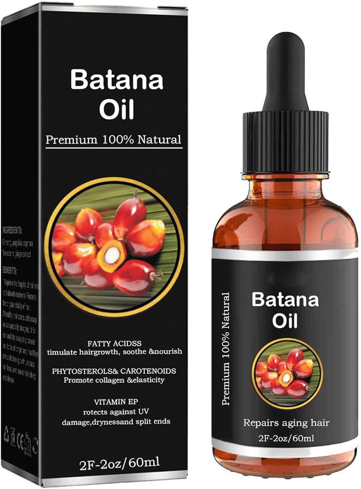 Batana Oil for Hair Growth - Batana Oil Organic for Healthy Hair - 100% Natural - Promotes Hair Wellness for Men & Women Enhances Hair & Skin Radiance - Fir for All Hair Types