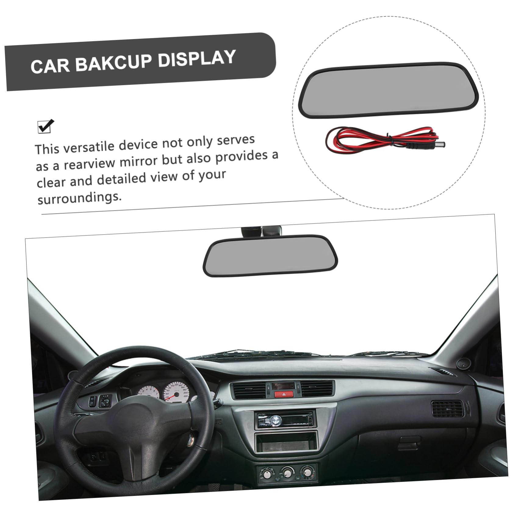 Operitacx Monitor de Espejo Retrovisor de Pantalla LCD de Entradas Cámara DVD Instalación Compatible con Vehículos SUV y Camiones