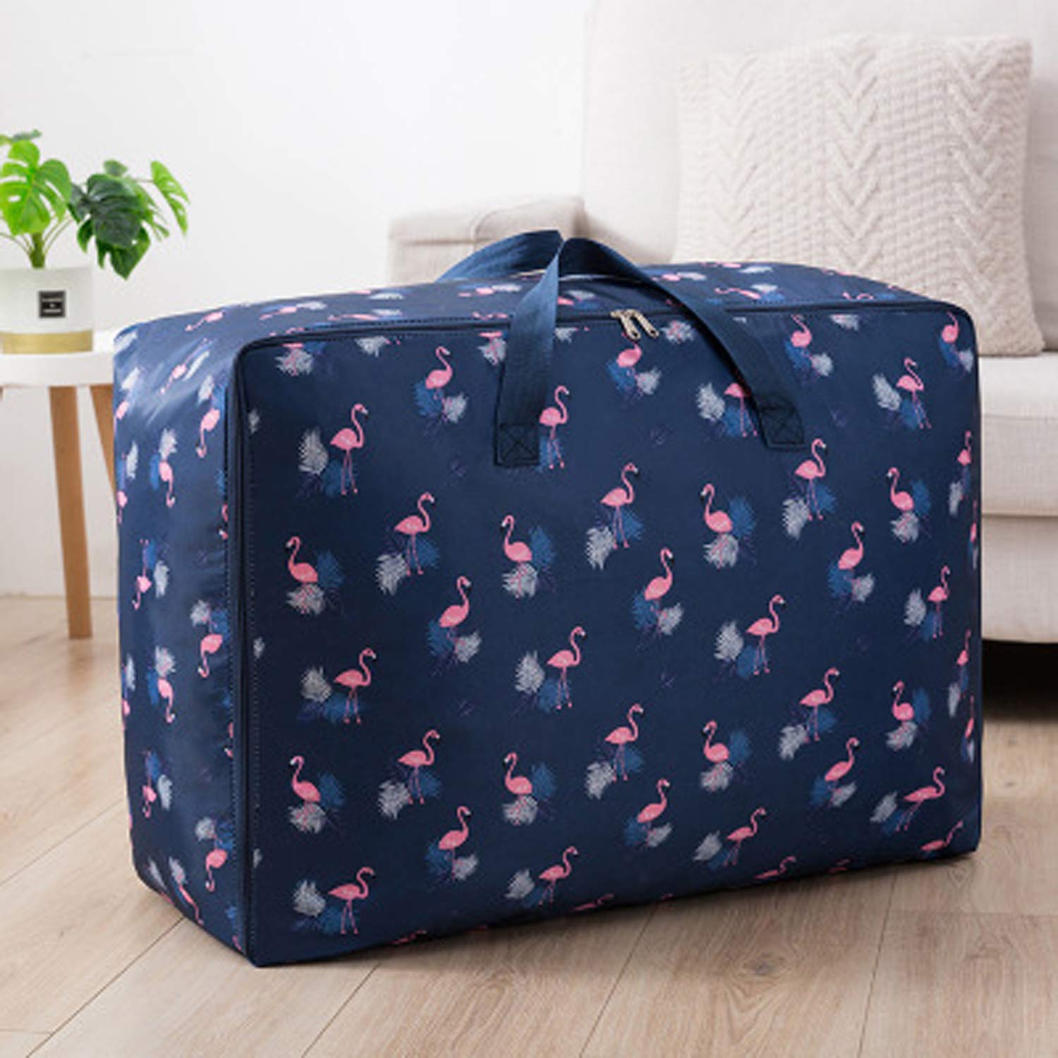 FORKLS Fabric 105L Large Storage Bags Waterproof Clothes Duvet Storage Bag With Zips, Foldable Organizer For Bedding Quilt Blankets Clothing, Moisture Proof Moving Travel Duffel Bag (Blue Flamimgo) (B0B71FQFZX) Amazon Price History, Amazon Price Tracker