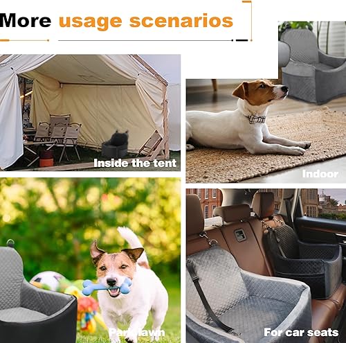 Miniatura 6 de Asiento elevador de automóvil para perros, altura interior de 6 pulgadas, asiento elevado para mascotas para perros pequeños de hasta 30 libras,
