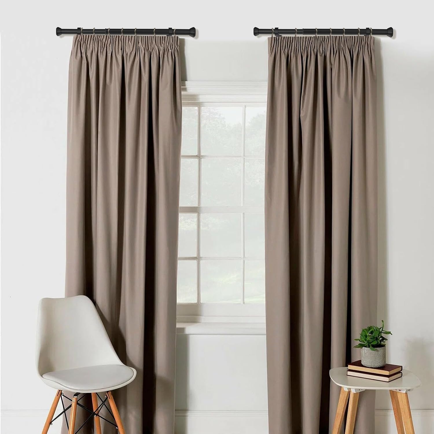 2 Pack Telescoping Curtain Rods, Side Curtain Rods 1Inch Diameter Drapery Rods 12-20Inch Length Adjustable Rod with Brackets Window Treatment-Frosted Black