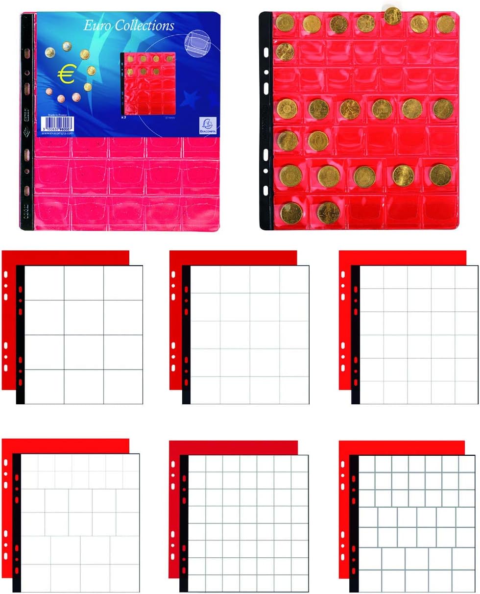 Exacompta Coin Album/Binder Refill Pages, 30 mm Pockets