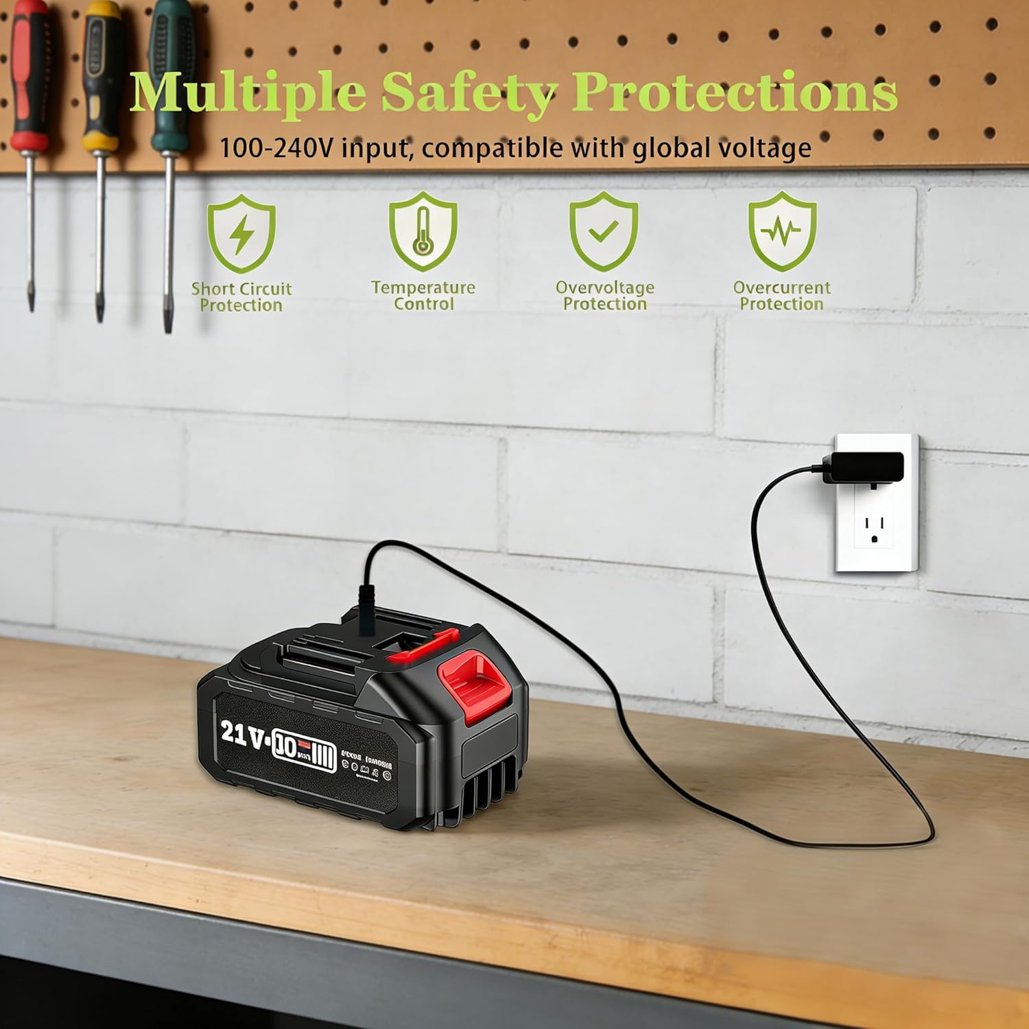 21V Chainsaw Charger Compatible with SEESII Mini Chainsaw/Impact Wrench/Pole Saw, Chainsaw Lithium Battery Power Adapter Replacement, Black