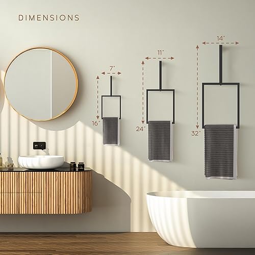 Miniatura 4 de Toallero vertical único montado en la pared para baño, toallero cuadrado de metal, anillo de toalla de mano moderno, elegante decoración de cocina,