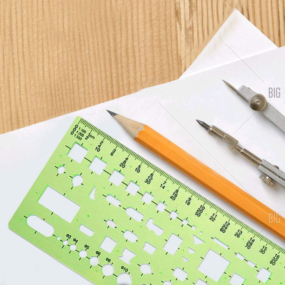 6 Piezas Plantillas de Dibujo Geométrico Regla Formas Geometricas Plantilla de Circulo de Dibujo Regla Plantilla Circulos para Oficina y Escuela