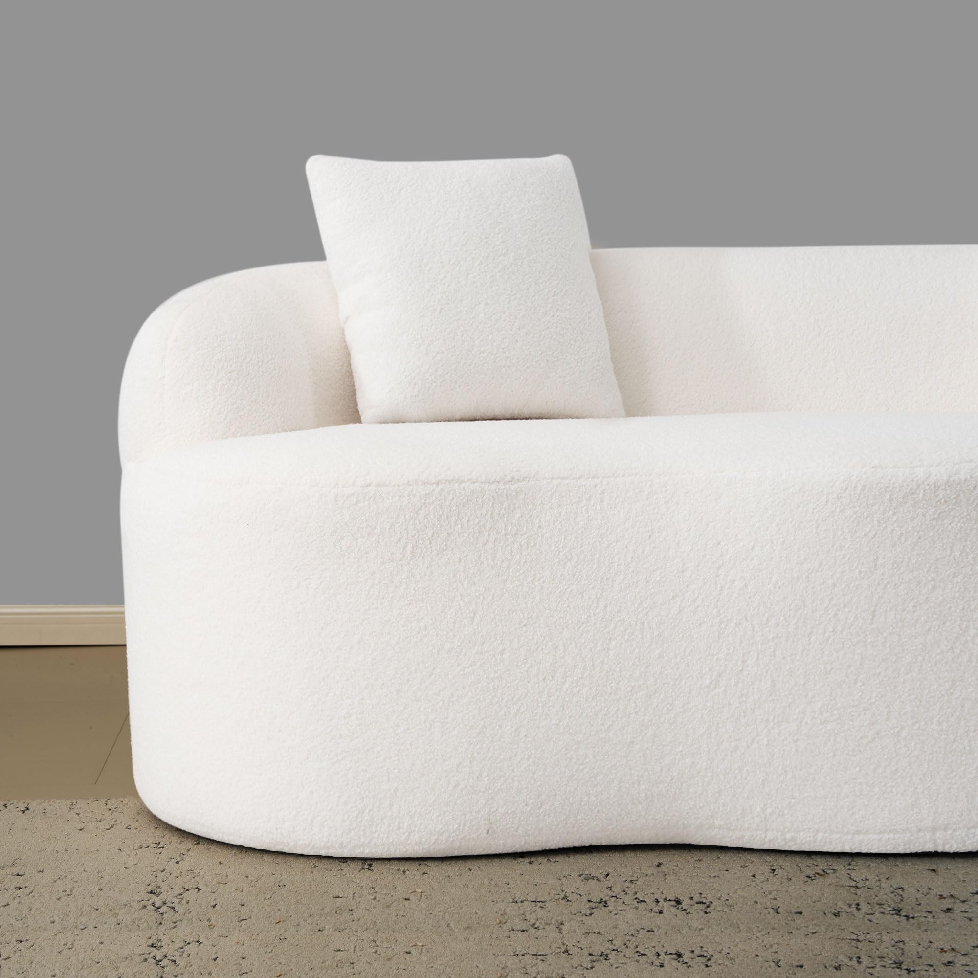 2 Sitzer Sofa 170 cm, geschwungenes Loveseat Sofa mit runden Armlehnen und 2 Kissen, kleines Sofa für Wohnzimmer, Schlafzimmer oder Büro, weiche Couch, montagefrei,(Weiß)