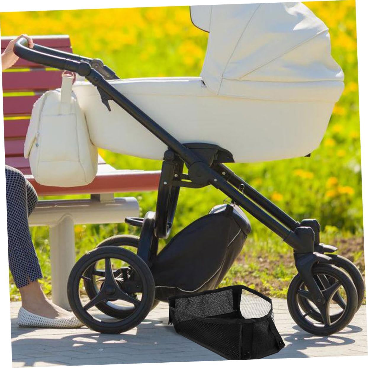 2pcs Baby Stroller Mesh Organizer Bag Universal Storage Net Pouch for Diaper Bags and Snacks Detachable Hanging Storage for Travel or Shopping