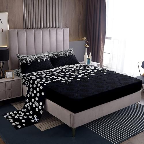 Miniatura 37 de Sábanas de Flores Groovy con Sábana Ajustable de Bolsillo Profundo 60S 70S 80S Flores Hippie Rosa Púrpura Amarillo Juego de Sábanas Retro Floral