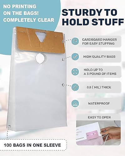 Miniatura 10 de Skywin 1000 bolsas de plástico para colgar puertas de 6 x 9 pulgadas, bolsas transparentes de 0.8 mil para colgar puertas, protegen volantes,