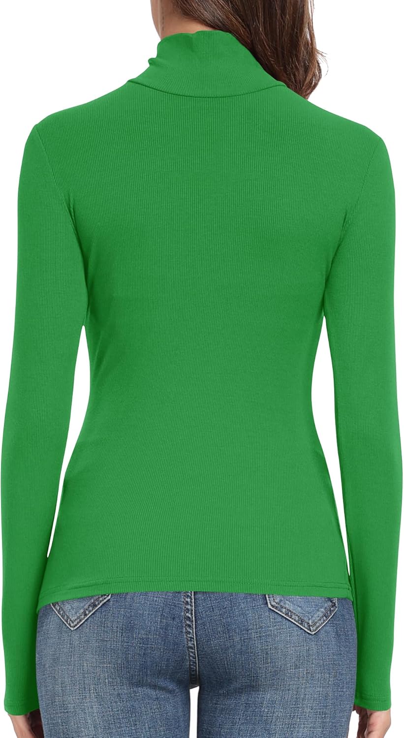PALINDA Women's Ribbed Turtleneck Fitted Long Sleeve Shirts Basic Thermal Layering Tops - Image 4