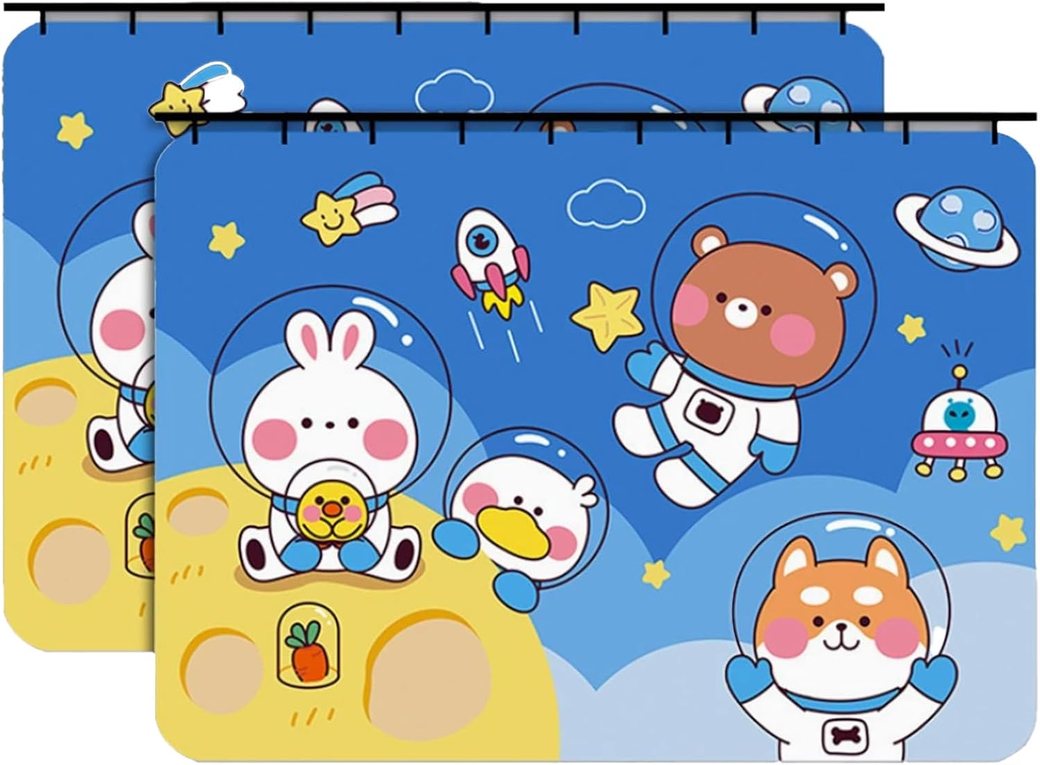 Car Window Shades for Baby & Kids, Roller Style Side Window Sunshade with Slide Track, Thick Blackout Fabric UV Protection Sun Shade with Cartoon Pattern & Storage Strap, Universal for Cars SUVs