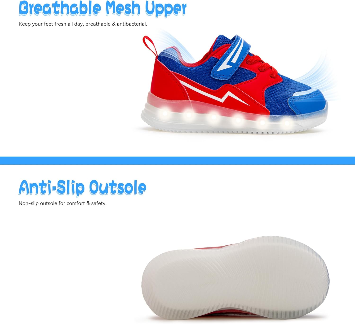 SKYWHEEL Toddler Girls Boys Light up Shoes LED Flashing Lightweight Mesh Breathable Walking Sneakers for Toddler and Little Kids Running - Image 5
