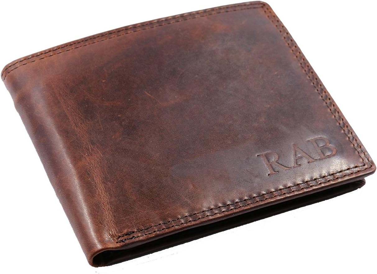 Rainbowrollingpins Personalized Mens Leather Wallet,Id Window,Coin Pocket,gift for men