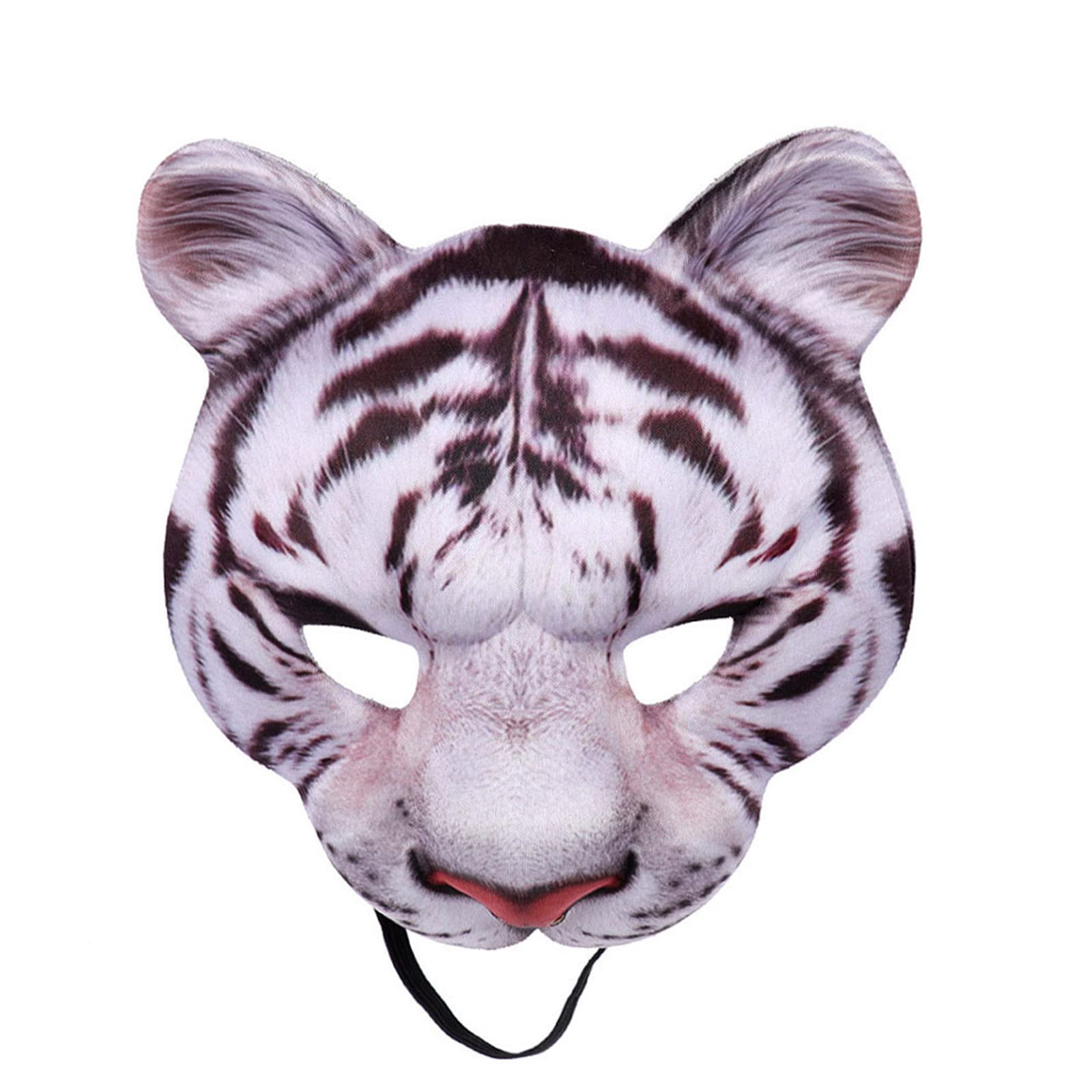 Halloween Animal Mask Funny Realistic Tiger Pig Half Face Mask for Adult (White Tiger) โ image 1