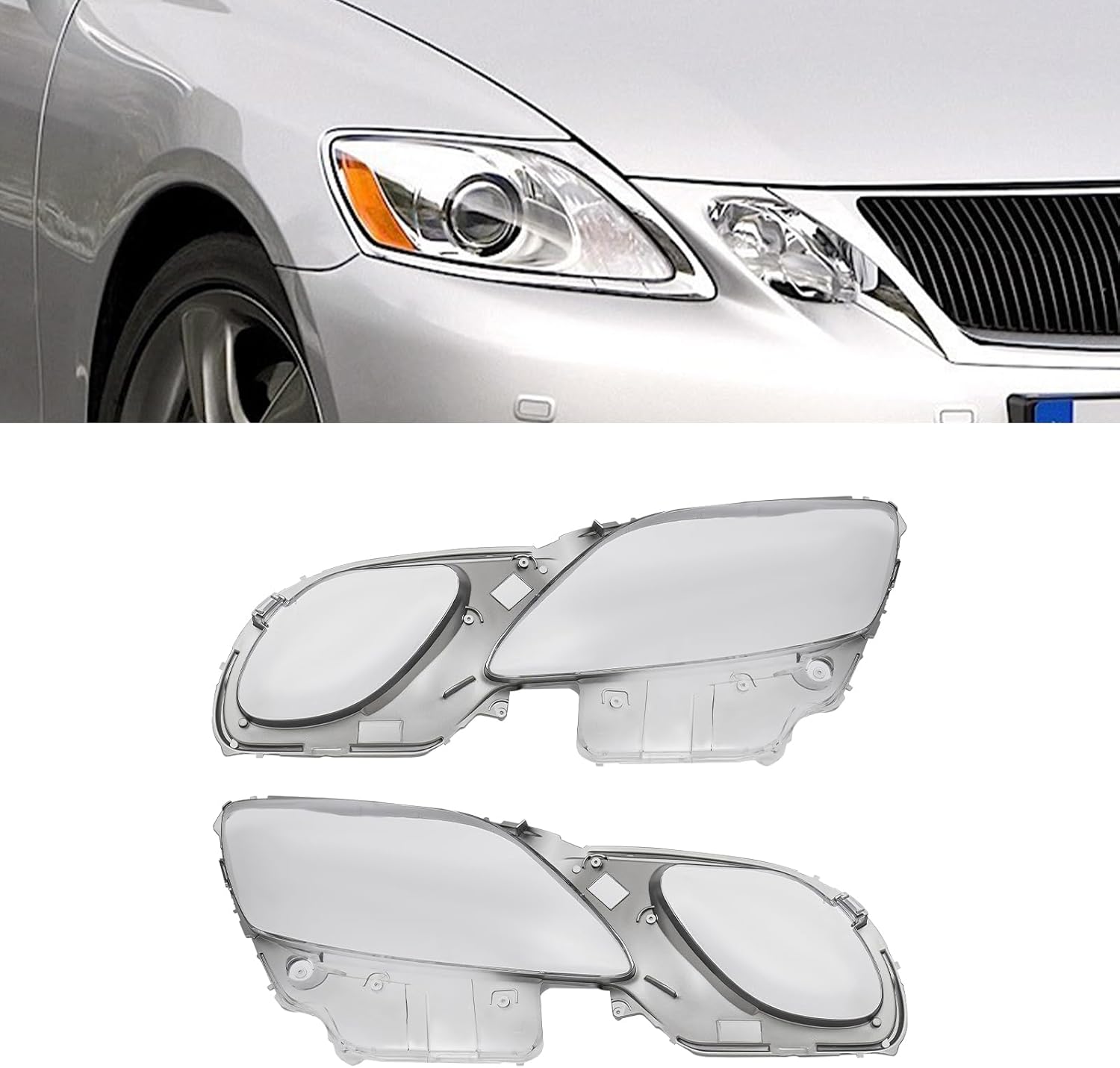 Headlight Lens Cover for Lexus GS300/350/450h 2004-2011, Driver Passenger Side Headlamp Lens Cover Replacement Clear Headlight Lens Cover Pair