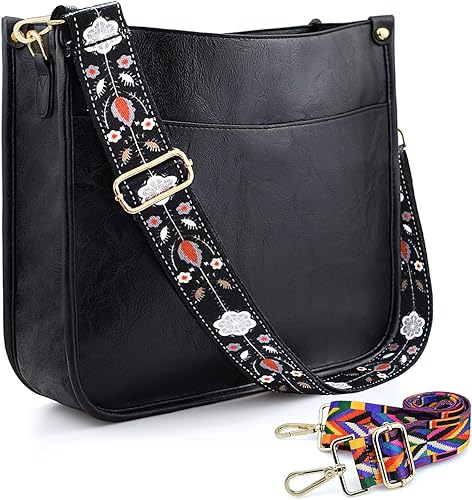 KlaOYer 2 bolsas de correa ajustables, bolsos cruzados para mujer, bolso con correa de guitarra, bolsos veganos, bolsa de hombro suave para mujer