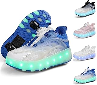 Zapatos de patinaje con ruedas para niños y niñas con luz led, Zapatillas de niño con ruedas 7 Colores Cambio de Color Zapatillas de Skateboarding Intermitentes Gimnasia Zapatillas(Size:EU 36,Color:Bl