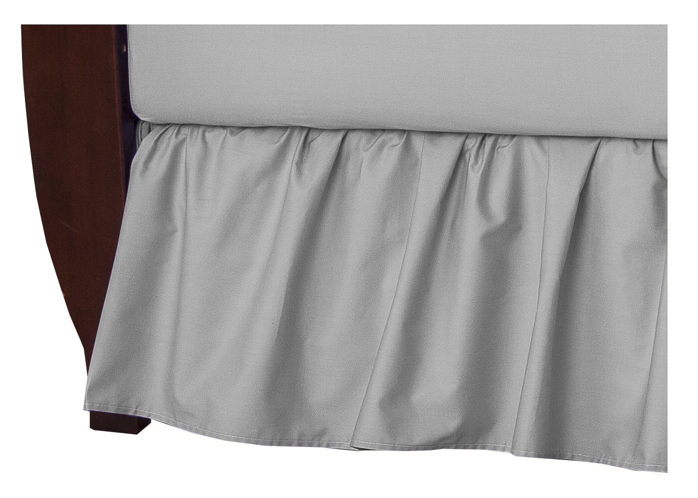 American Baby Company 100% Natural Cotton Percale Ruffled Crib Skirt, Gray, 52"L x 28"W + 13.5"