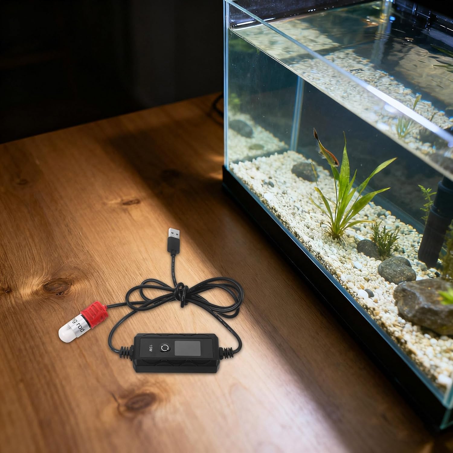 USB Freshwater to Temperature and Display Automatic Temperature Regulation for Powered 15w Tank Heater with Dual 4l Betta Fish Tanks