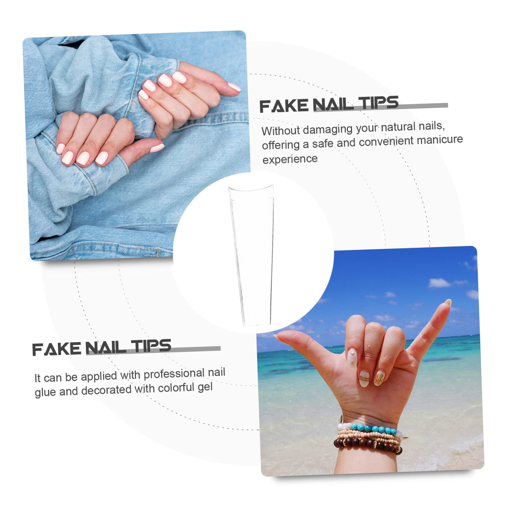 FRCOLOR 1512 Pièces Faux Ongles Plats Ongles à Couverture Complète Bouts D'ongles De Cercueil Ongles En Forme De Cercueil Clous De Français Clous Carrés Suite Abdos Manucure Femme