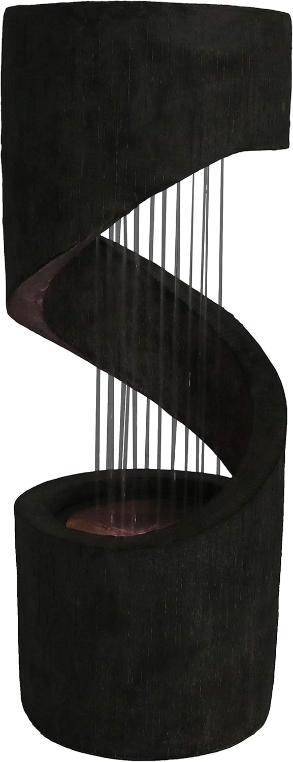 Sunnydaze Outdoor Water Fountain - Showering Spiral Water Fountain Feature - LED Light - Patio, Backyard, Garden Decor - Contemporary Waterfall - 31-Inch Tall : Patio, Lawn & Garden