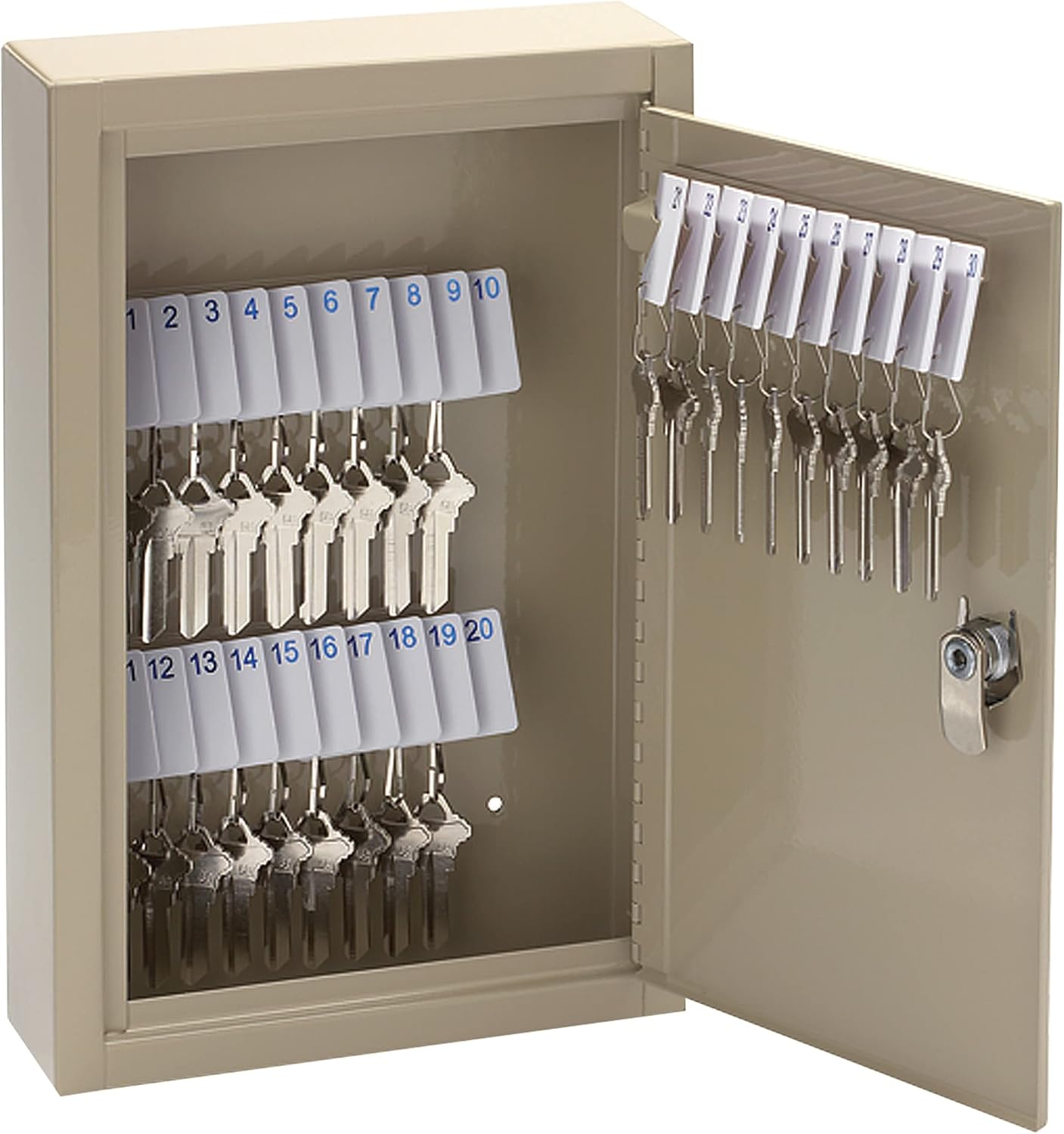 Office Depot High-Security Locking 30-Key Cabinet, 12 1/8in.H x 8 1/8in.W x 2 1/2in.D, Sand, 201903003