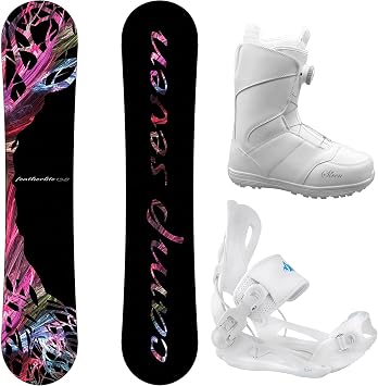 Featherlite with Lux Rear Entry Step in Style Bindings Womens Complete Snowboard Package