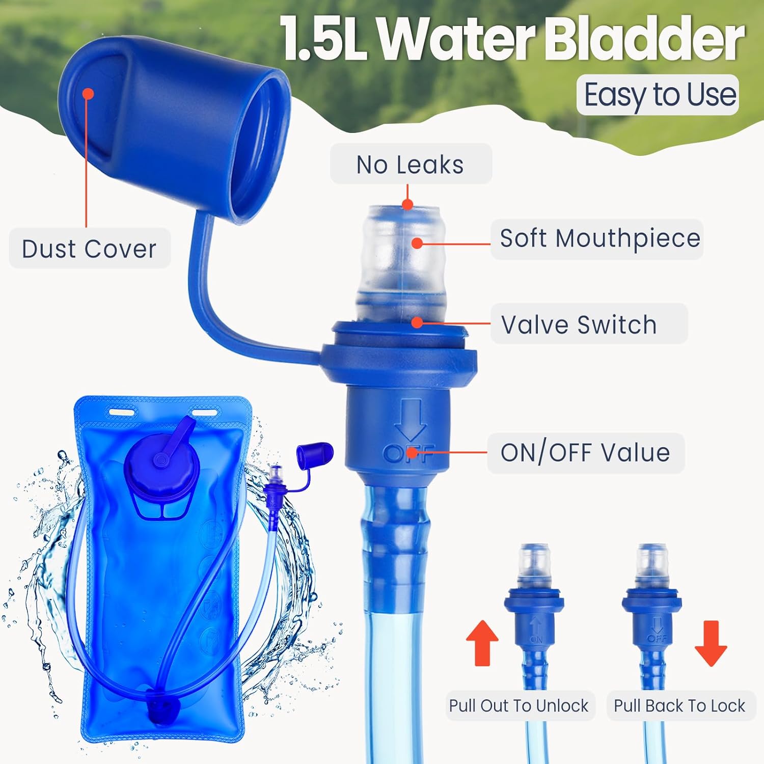 Shinylin 3 Pcs Kids Hydration Backpack with 1.5 L Water Bladder Hydration Water Backpack Lightweight Insulated Pack for Boy Girl Biking Climbing Running Hiking