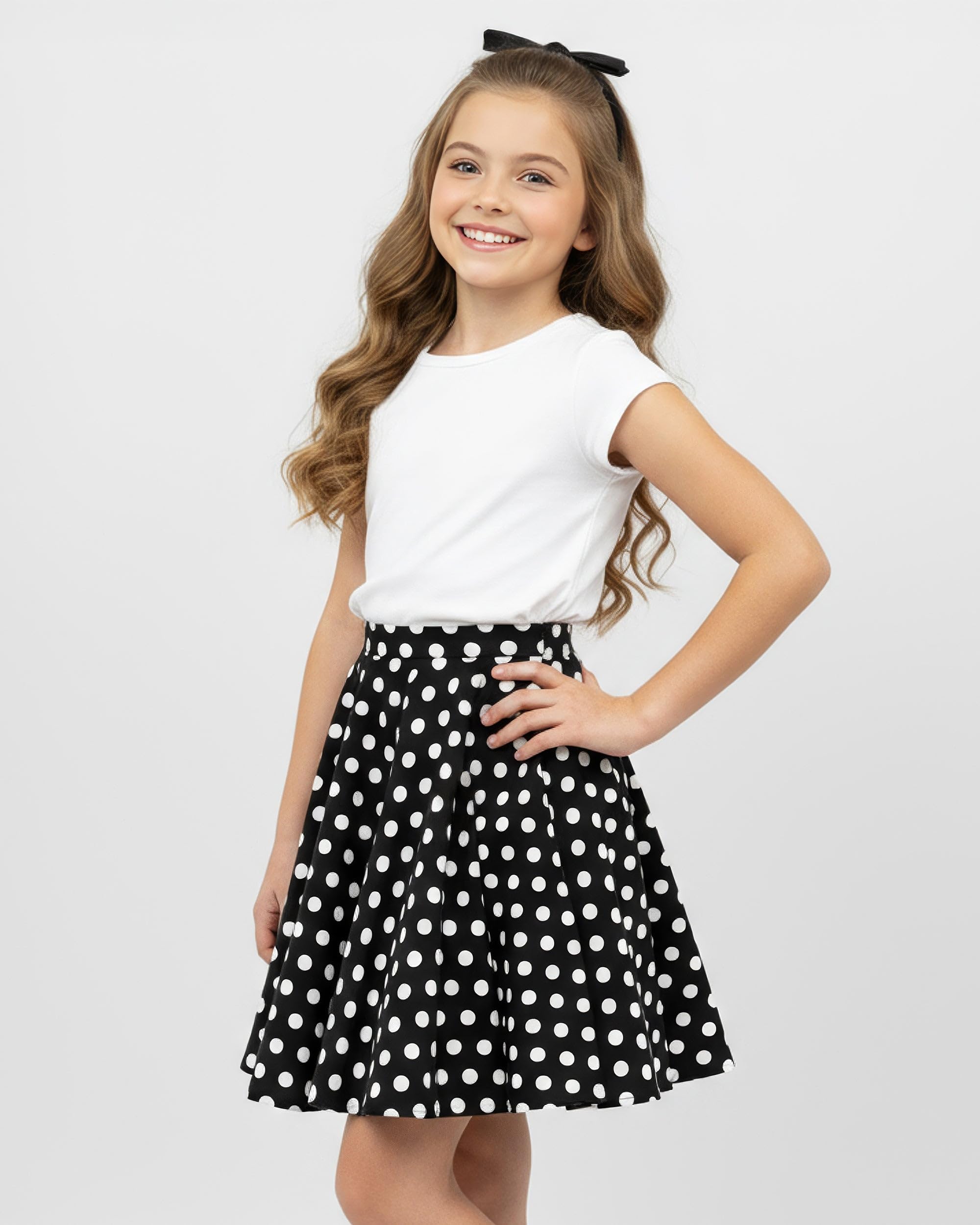 Niñas Vintage Rockabilly Falda Acampanada Estilo De Los 50
