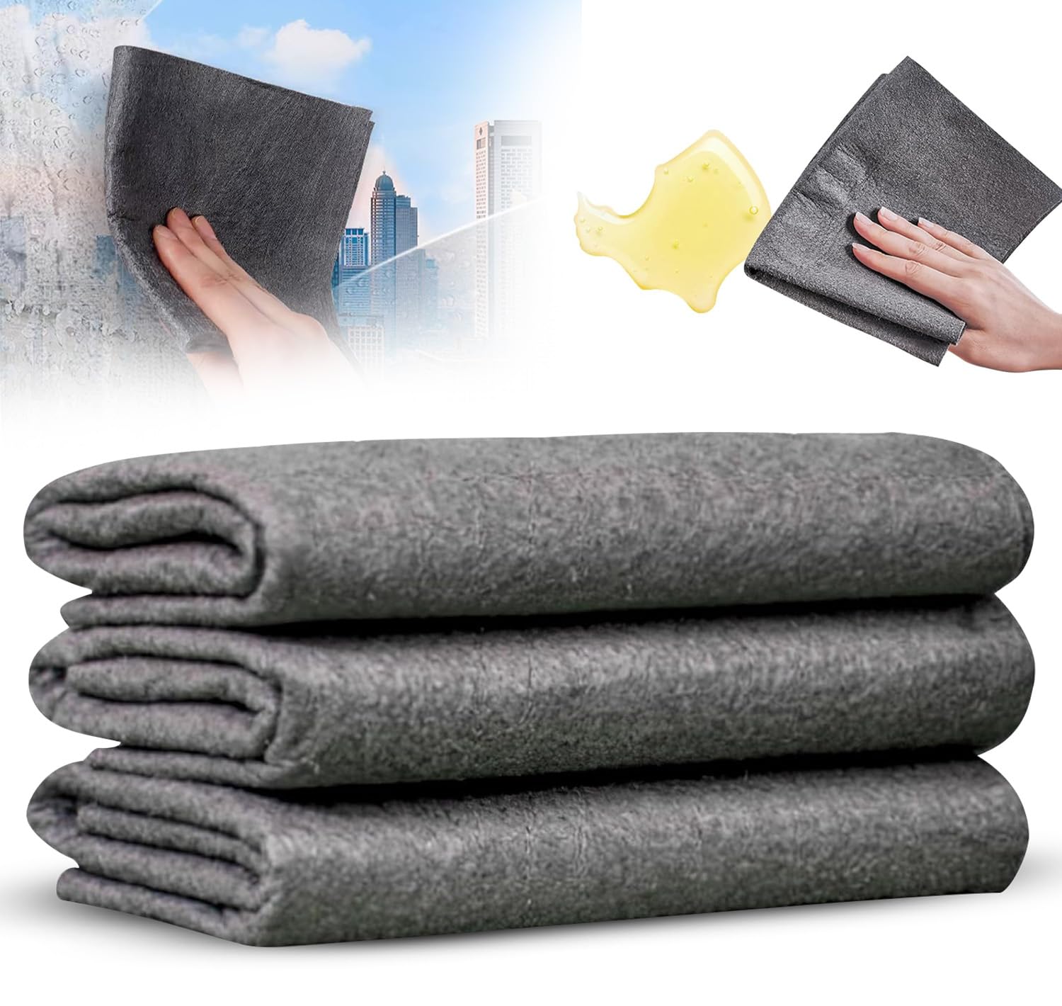 PANCA Magic Cleaning Cloths Reusable Thickened Microfiber Glass Cleaning Towels – Lint-Free, Streak-Free Miracle Cloths for Kitchen, Car, Window, and Home Use (30x30cm Pack of 3)